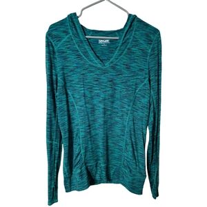 Kirkland Signature - Women's Green-Black Space Dye Athletic Pullover Hoodie